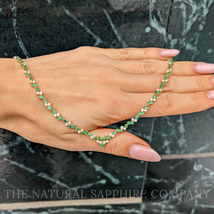 2.57 Ct. Emerald and Natural Diamond Pave Necklace, 14K Yellow Gold