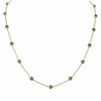 2.29 Ct. Emerald Accent Stones Necklace, 14K Yellow Gold Image