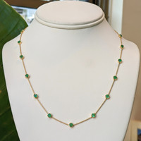 2.29 Ct. Emerald Accent Stones Necklace, 14K Yellow Gold Image