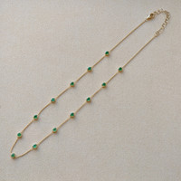 2.29 Ct. Emerald Accent Stones Necklace, 14K Yellow Gold Image