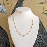 0.20 Ct. Emerald and Natural Diamond Bezel Necklace, 14K Yellow Gold Image