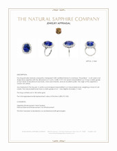 16.45 Ct. Blue Sapphire and Natural Diamond Pave Ring, 18K White Gold Appraisal