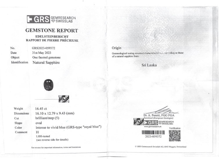 16.45 Ct. Blue Sapphire and Natural Diamond Pave Ring, 18K White Gold