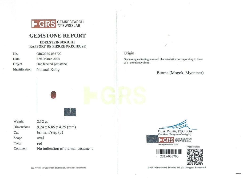 2.32 Ct. Ruby and Natural Diamond Three Stone Ring, Platinum & 18K Yellow