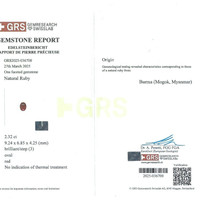 2.32 Ct. Ruby and Natural Diamond Three Stone Ring, Platinum & 18K Yellow Scan Report