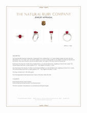 2.19 Ct. Ruby and Natural Diamond Three Stone Ring, 18K White Gold Appraisal