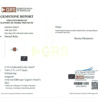 2.19 Ct. Ruby and Natural Diamond Three Stone Ring, 18K White Gold Scan Report