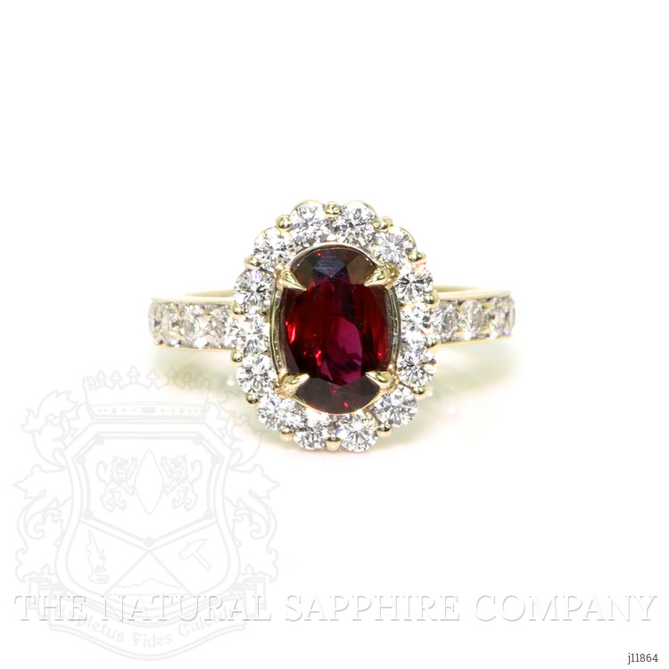 2.39 Ct. Ruby and Natural Diamond Pave Ring, 18K White Gold