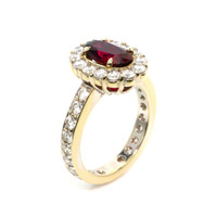 2.39 Ct. Ruby and Natural Diamond Pave Ring, 18K White Gold Image