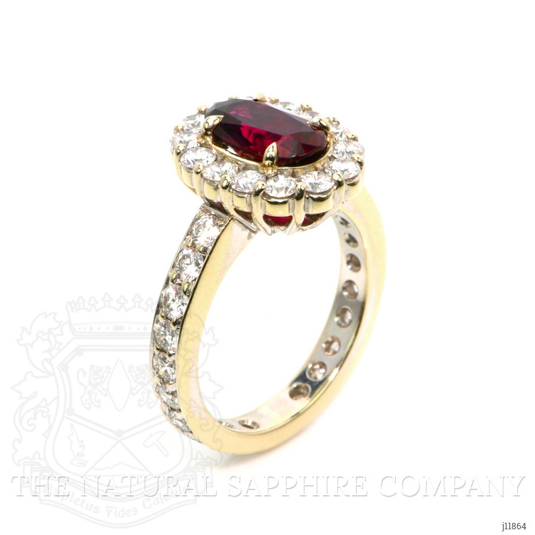 2.39 Ct. Ruby and Natural Diamond Pave Ring, 18K White Gold