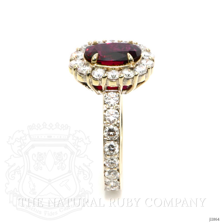 2.39 Ct. Ruby and Natural Diamond Pave Ring, 18K White Gold