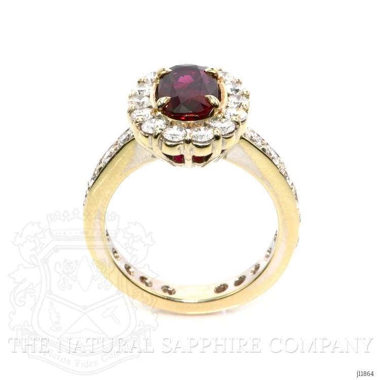 2.39 Ct. Ruby and Natural Diamond Pave Ring, 18K White Gold