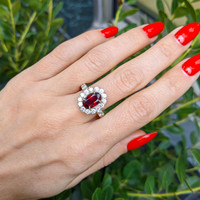 2.39 Ct. Ruby and Natural Diamond Pave Ring, 18K White Gold Life Style