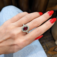 2.39 Ct. Ruby and Natural Diamond Pave Ring, 18K White Gold Life Style