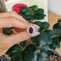 2.39 Ct. Ruby and Natural Diamond Pave Ring, 18K White Gold Life Style