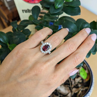 2.39 Ct. Ruby and Natural Diamond Pave Ring, 18K White Gold Life Style