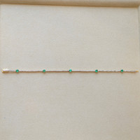 1.15&nbsp;Ct.Tw.Total Carat Weight Emerald and Natural Diamond Tennis/Line Bracelet, 14K Yellow Gold Image