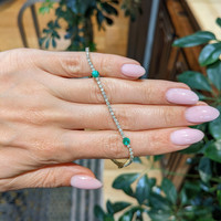 1.15&nbsp;Ct.Tw.Total Carat Weight Emerald and Natural Diamond Tennis/Line Bracelet, 14K Yellow Gold Life Style