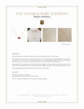 1.01 Ct. Pinkish Red Ruby and Natural Diamond Halo Necklace, 14K Yellow Gold Appraisal
