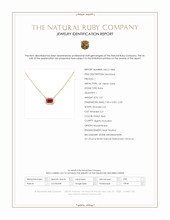 1.07 Ct. Pinkish Red Ruby and Natural Diamond Halo Necklace, 14K Yellow Gold Scan Report