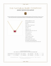 1.01 Ct. Pinkish Red Ruby and Natural Diamond Halo Necklace, 14K Yellow Gold Scan Report