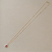 0.75 Ct. Ruby and Natural Diamond Halo Necklace, 14K Yellow Gold Image