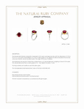 6.35 Ct. Ruby and Natural Diamond Three Stone Ring, Platinum & 18K Yellow Appraisal