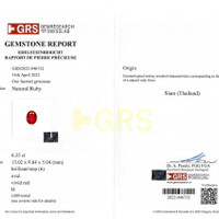 6.35 Ct. Ruby and Natural Diamond Three Stone Ring, Platinum & 18K Yellow Scan Report