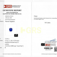 12.04 Ct. Blue Sapphire and Natural Diamond Three Stone Ring, Platinum 950 Scan Report
