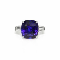 12.04 Ct. Blue Sapphire and Natural Diamond Three Stone Ring, Platinum 950 Video