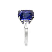 12.04 Ct. Blue Sapphire and Natural Diamond Three Stone Ring, Platinum 950 Image