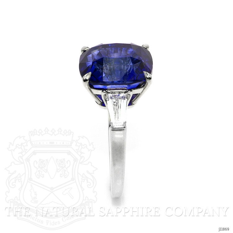 12.04 Ct. Blue Sapphire and Natural Diamond Three Stone Ring, Platinum 950