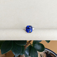 12.04 Ct. Blue Sapphire and Natural Diamond Three Stone Ring, Platinum 950 Life Style