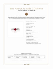 0.58 Ct. Purplish Red Ruby and Natural Diamond Three Stone Ring, Platinum 950 Scan Report