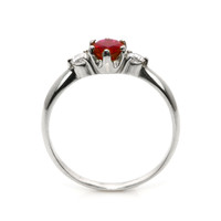0.58 Ct. Purplish Red Ruby and Natural Diamond Three Stone Ring, Platinum 950 Image