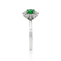 0.54 Ct. Emerald and Natural Diamond Pave Ring, 14K White Gold Image