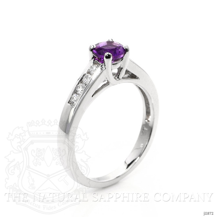 0.42 Ct. Purple Amethyst and Natural Diamond Pave Ring, 14K White Gold