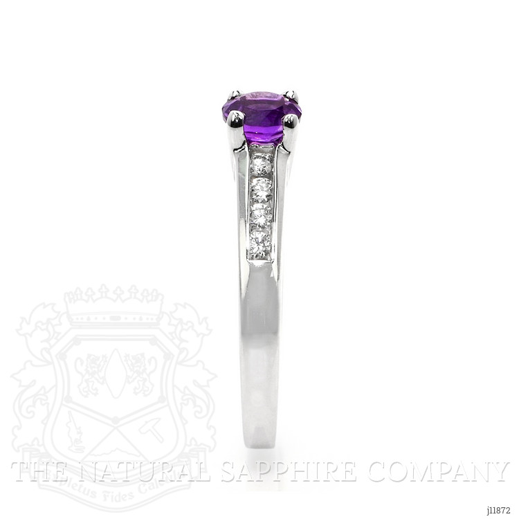 0.42 Ct. Purple Amethyst and Natural Diamond Pave Ring, 14K White Gold