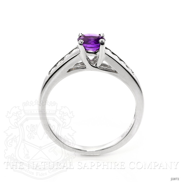 0.42 Ct. Purple Amethyst and Natural Diamond Pave Ring, 14K White Gold