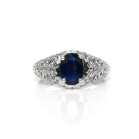 1.80 Ct. Blue Sapphire Antique Style Ring, Platinum 950 Video