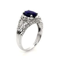 1.80 Ct. Blue Sapphire Antique Style Ring, Platinum 950 Image
