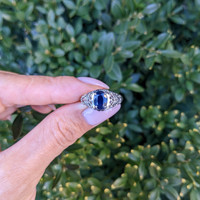 1.80 Ct. Blue Sapphire Antique Style Ring, Platinum 950 Life Style