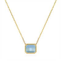 7.80 Ct. Blue Aquamarine Bezel Necklace, 14K Yellow Gold Video