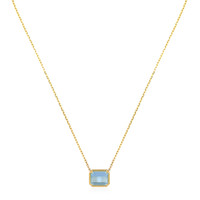 7.80 Ct. Blue Aquamarine Bezel Necklace, 14K Yellow Gold Image