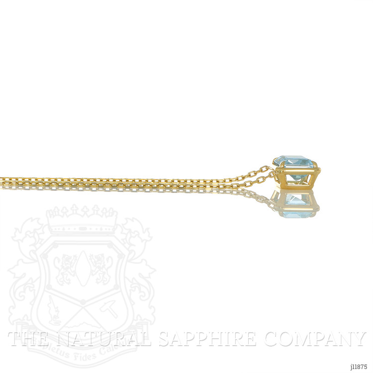 7.80 Ct. Blue Aquamarine Bezel Necklace, 14K Yellow Gold