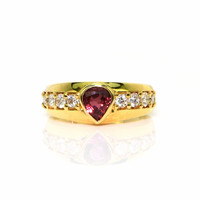 0.82 Ct. Ruby and Natural Diamond Pave Ring, 18K Yellow Gold Video
