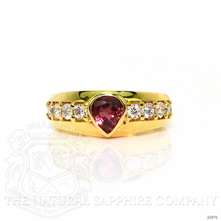 0.82 Ct. Ruby and Natural Diamond Pave Ring, 18K Yellow Gold