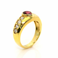 0.82 Ct. Ruby and Natural Diamond Pave Ring, 18K Yellow Gold Image