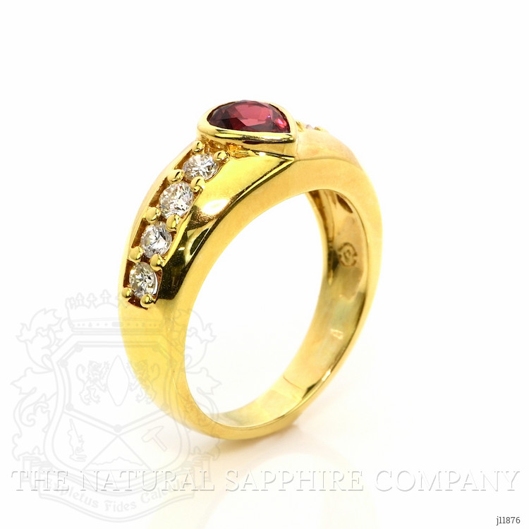 0.82 Ct. Ruby and Natural Diamond Pave Ring, 18K Yellow Gold