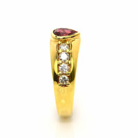 0.82 Ct. Ruby and Natural Diamond Pave Ring, 18K Yellow Gold Image
